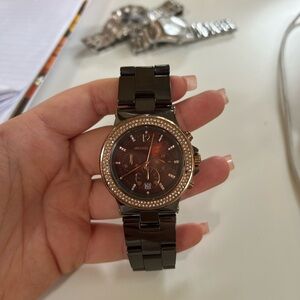 Michael Kors Chocolate and Rose Gold Chronograph Watch